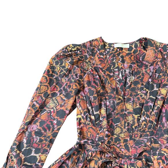 Ulla Johnson Lulu Pleated Cotton Tiered Mini Dress Rosefinch - Picture 6 of 12